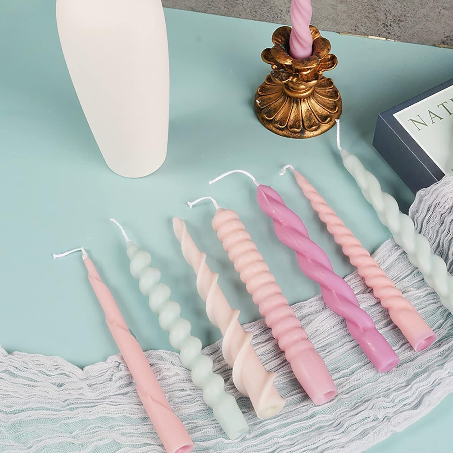 Food-Grade Silicone Candle Molds - 8 Unique Spiral Designs for Creative Gifts