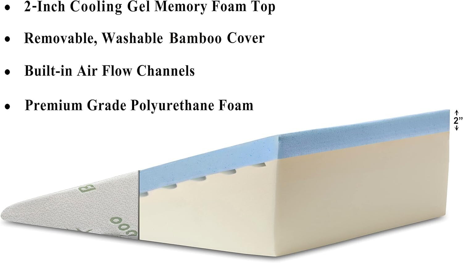 Extra-Large Cooling Wedge Pillow with Bamboo Cover, Ideal for Rest and Recovery