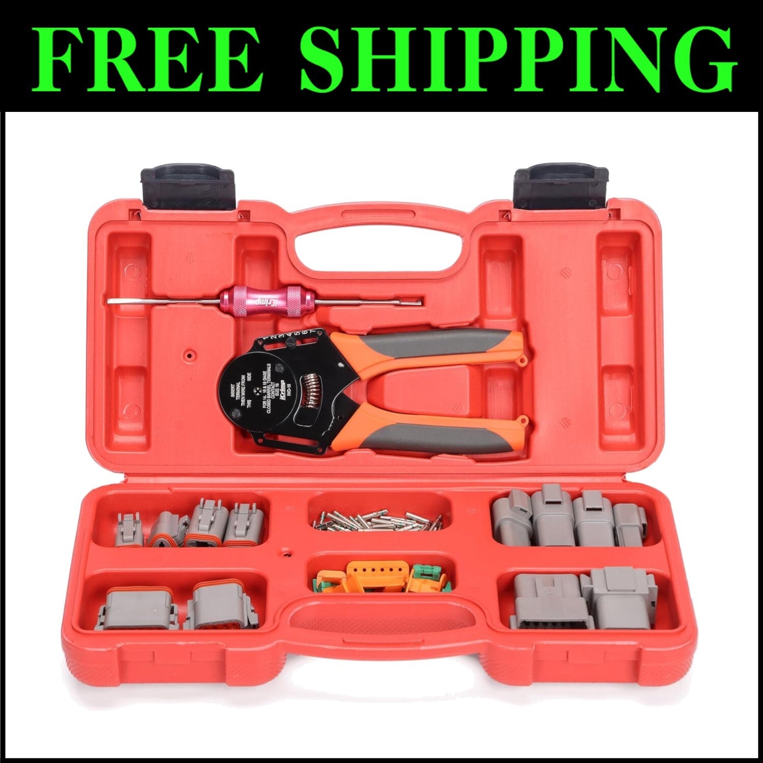 4 Way Indent Hand-Powered Crimper with Adjustable Force & Waterproof Connectors