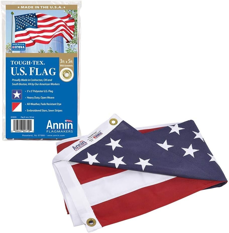 Embroidered American Flag 3x5 Ft - Heavy-Duty Polyester for Outdoor Display
