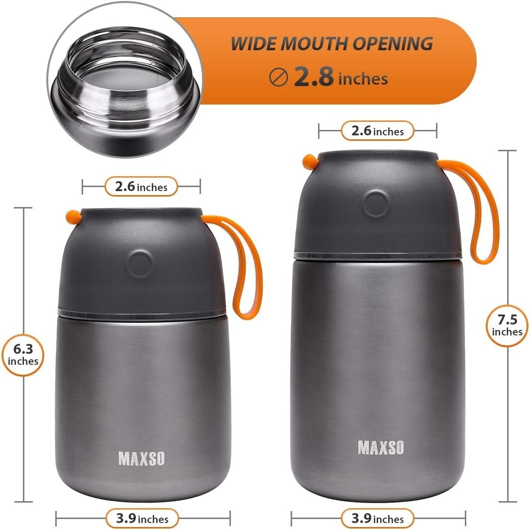 Durable Insulated Soup Jars - Lightweight, Scratch-Resistant Food Storage Duo