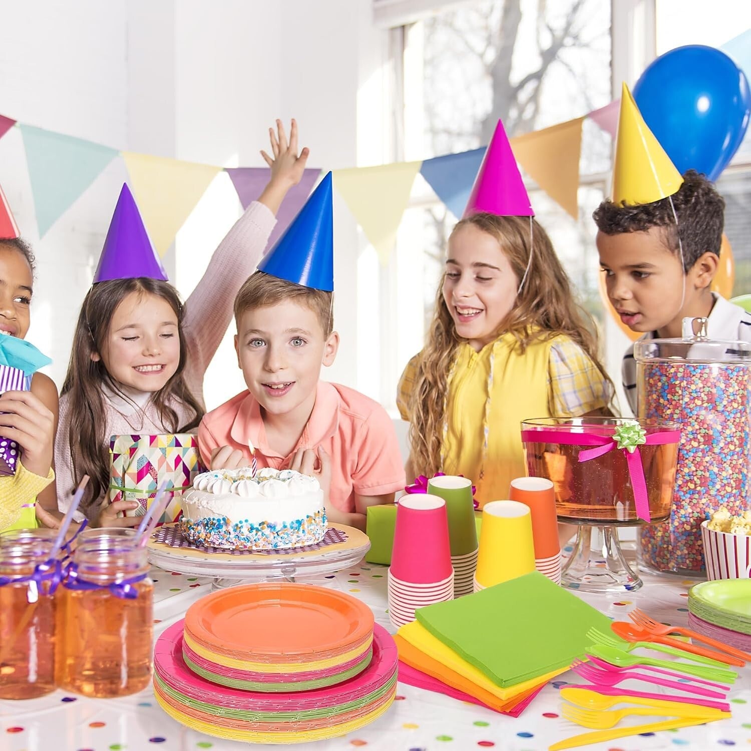 Ultimate Neon Party Supplies - 350 Count Dinnerware for Effortless Celebrations