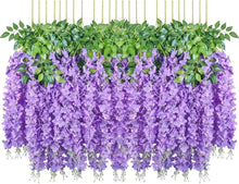 Load image into Gallery viewer, Artificial Wisteria Flower Garland - 24 Vibrant Vines for Indoor &amp; Outdoor Use