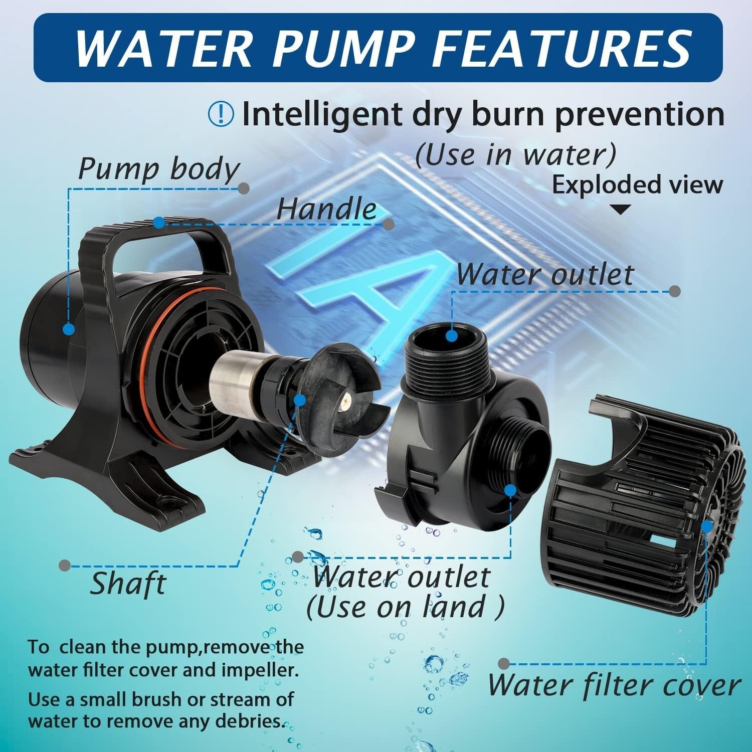 High-Performance 850W Submersible Water Pump for Ponds & Aquariums - 12000GPH
