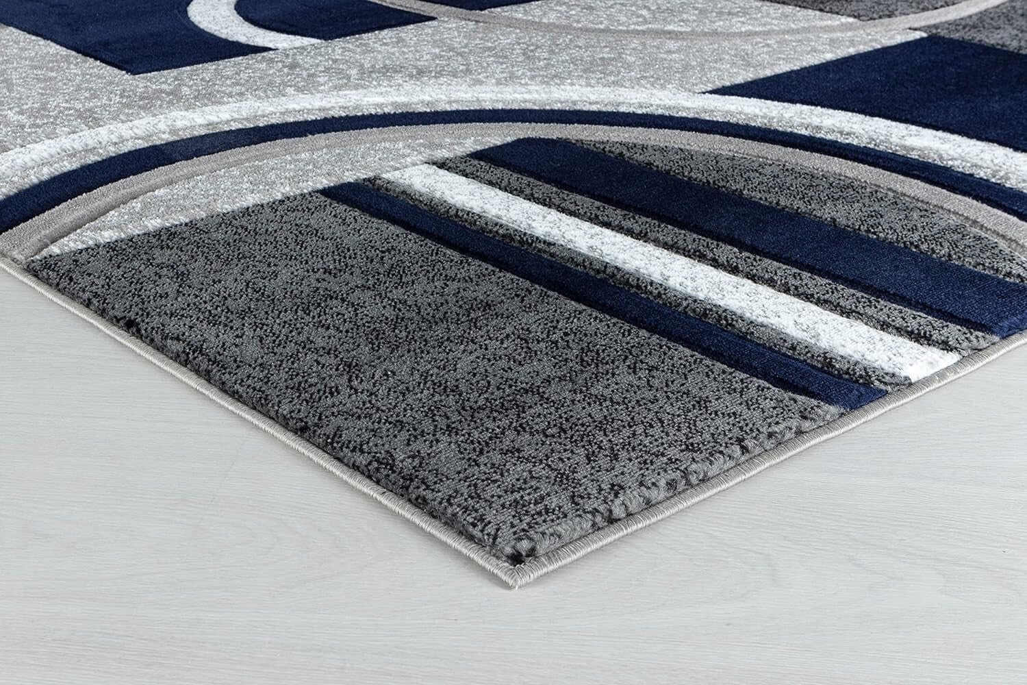 Contemporary Navy 8x10 Fluffy Area Rug - Versatile for Entryway & Living Room