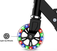 Load image into Gallery viewer, Foldable Light-Up Kick Scooter for Teens, Height-Adjustable with Rear Brake