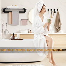 Load image into Gallery viewer, Elegant 24-Inch Wall-Mount Towel Holder in Matte Black - Heavy Duty Design