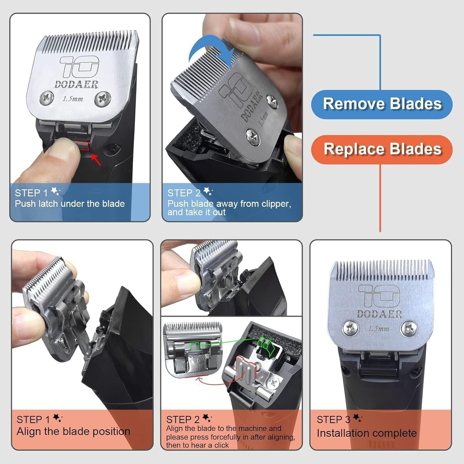 Durable 7-Piece Grooming Blade Set for Andis, Oster A5, and Wahl KM-10 Clippers