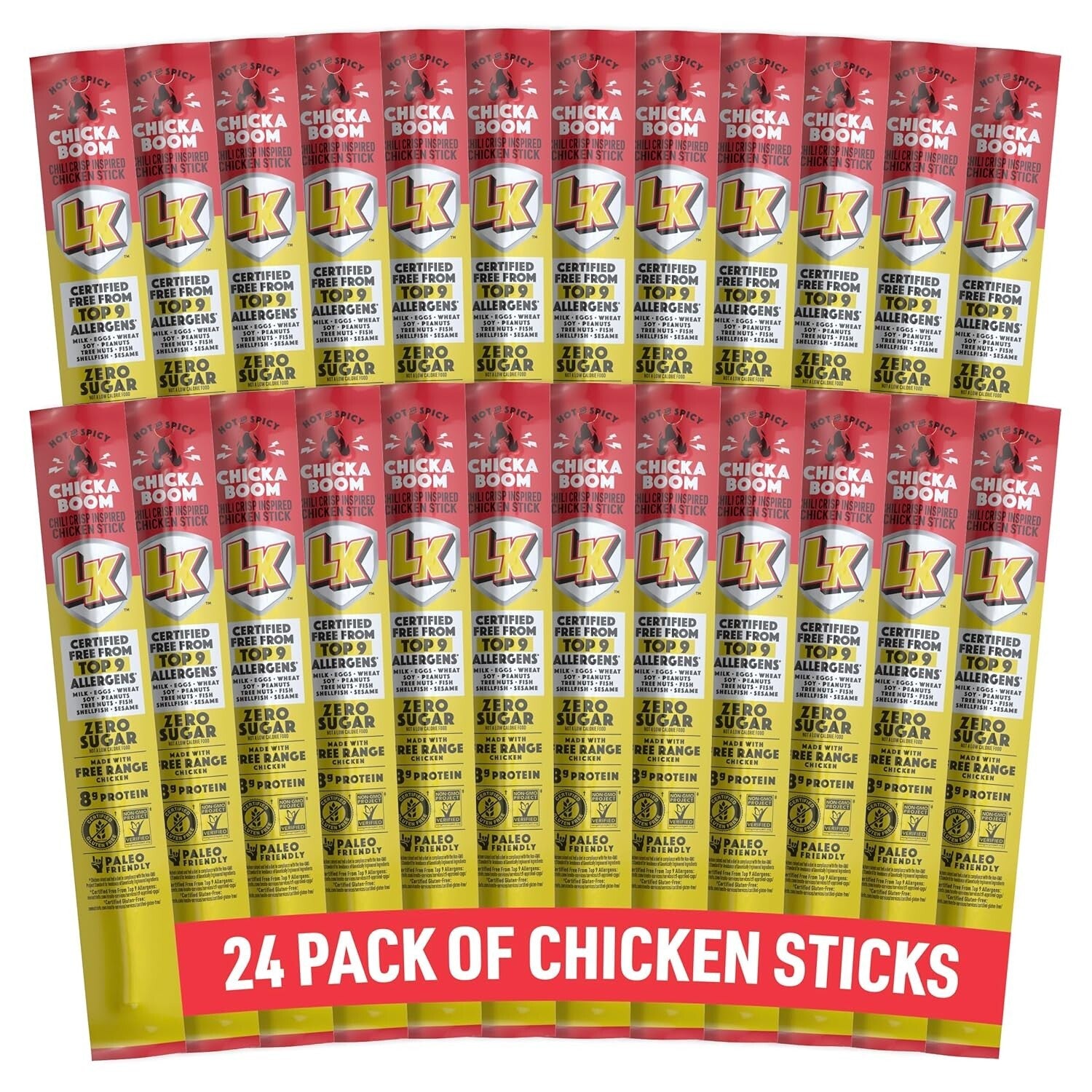 Chicka Boom Premium Chicken Snack Sticks 24-Pack: Keto, Gluten-Free Delights