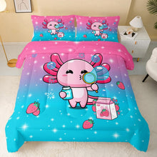 Load image into Gallery viewer, Stylish Kawaii Axolotl 3-Piece Bedding Set - Kids Twin Comforter &amp; Cases