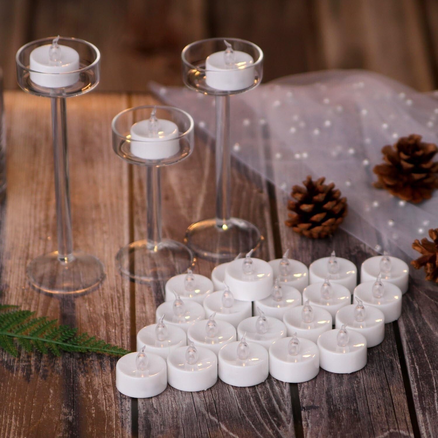 100 LED No-Flicker Tealight Candles - Cool White for Wedding & Home Decor