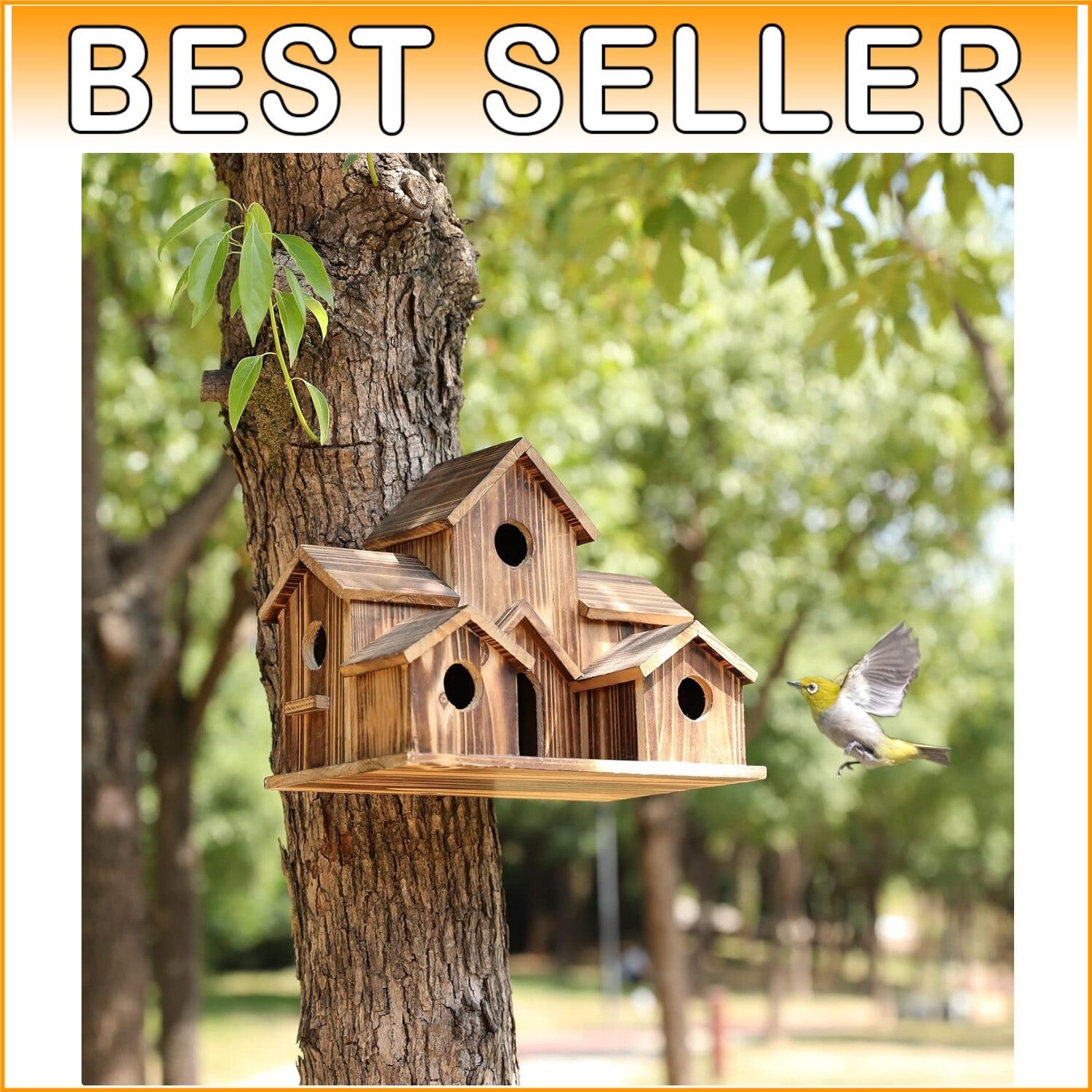 Beautifully Crafted Birdhouse with 6 Rooms - Ideal for Outdoor Bird Watching
