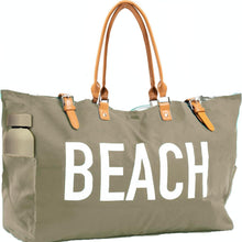 Load image into Gallery viewer, Waterproof Beach Bag with Vegan Leather Handles - Ideal Travel Tote for Women