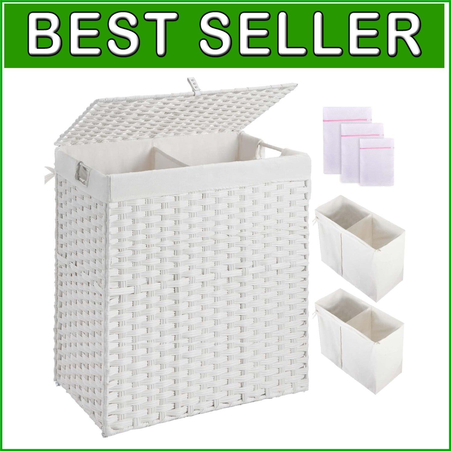 Durable Foldable Laundry Basket 110L with Lid - Stylish Organization Solution