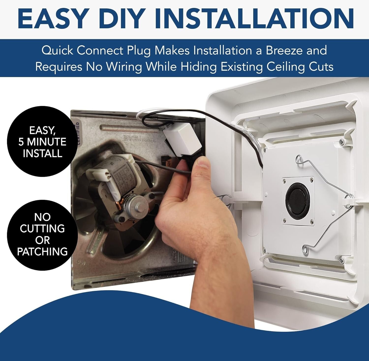 Customizable LED Bath Fan Cover with Wireless Bluetooth Speaker - Quick Install