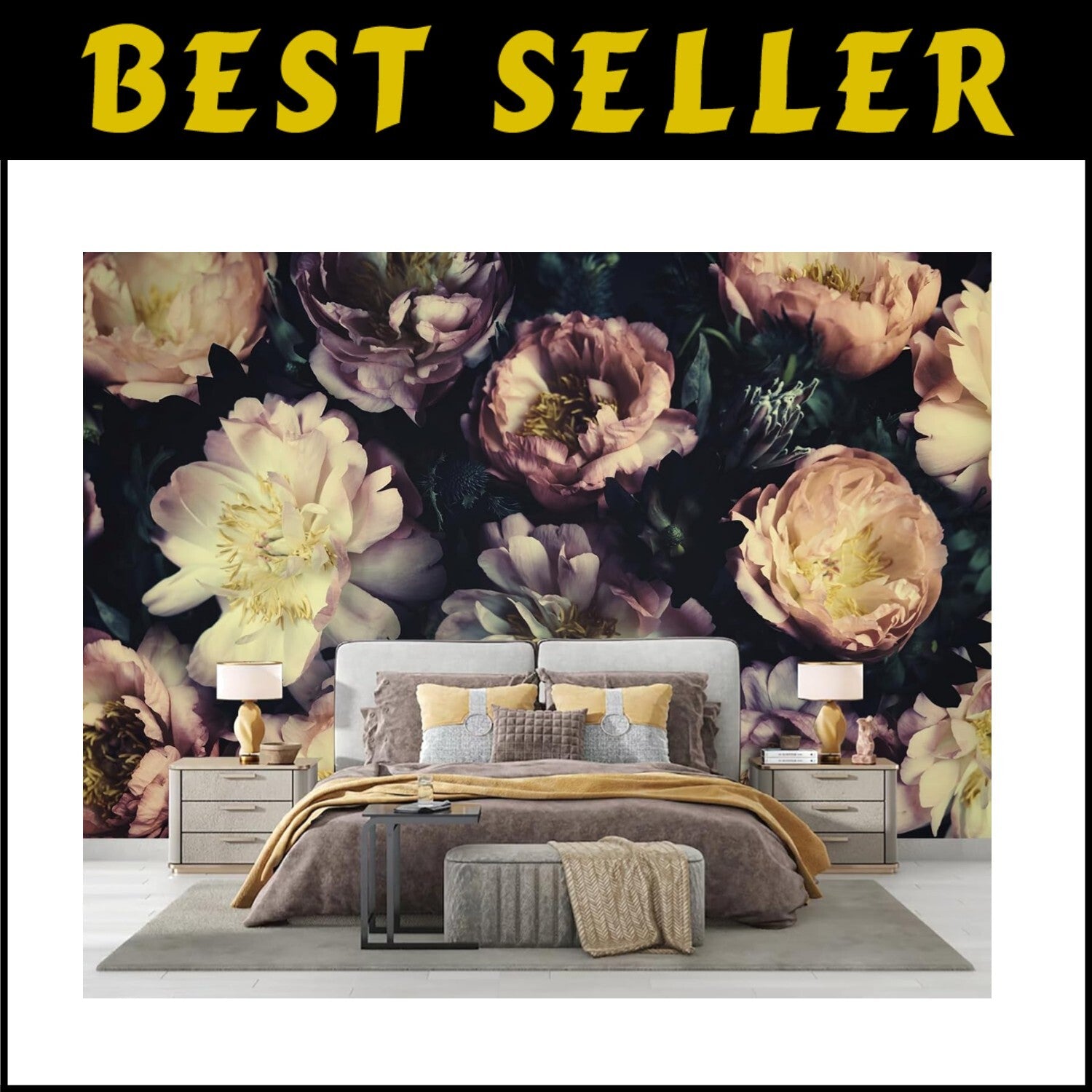 Sublime Silk Floral Wallpaper Mural with 3D Peony – Custom Size Available