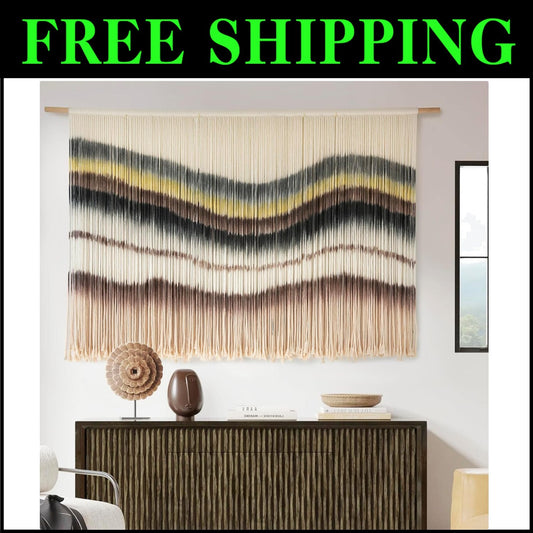 Organic Cotton Macrame Wall Decor - Lightweight 3lb Tapestry for Instant Charm