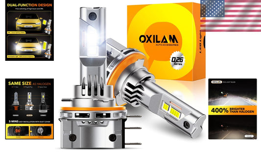 H15 LED Fog Light Bulbs - 6500K Cool White | 400% Brightness, Pack of 2