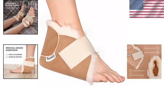 Medical-Grade Sheepskin Heel Protectors - Soft Cushions for Bed Sore Prevention