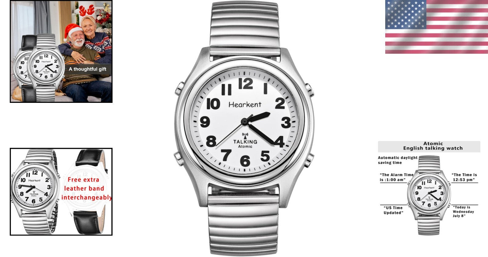 Large Display Talking Watch with Alarm - Ideal for Seniors and Blind Individuals