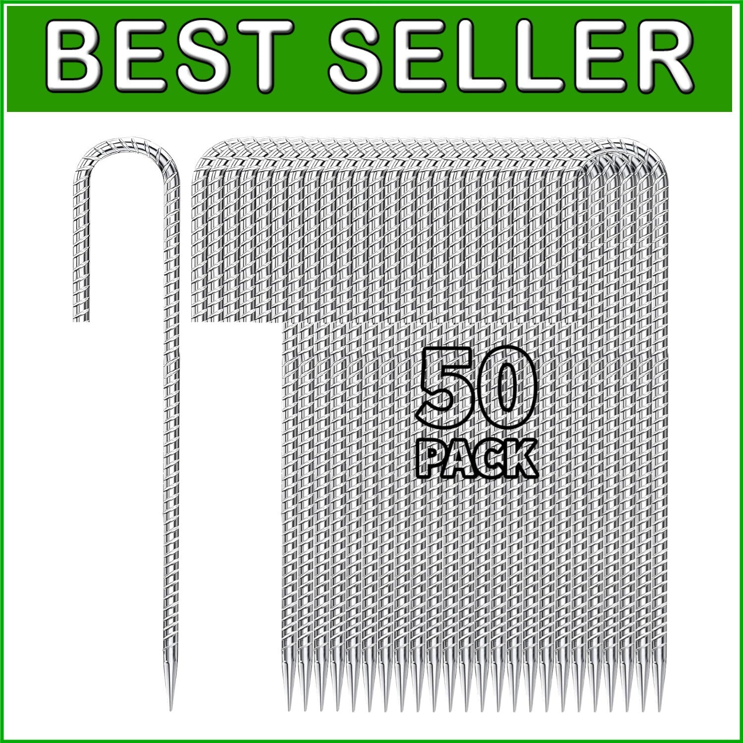 Durable 12-Inch galvanized Practical Stakes - 50 Pack for Landscape and Events