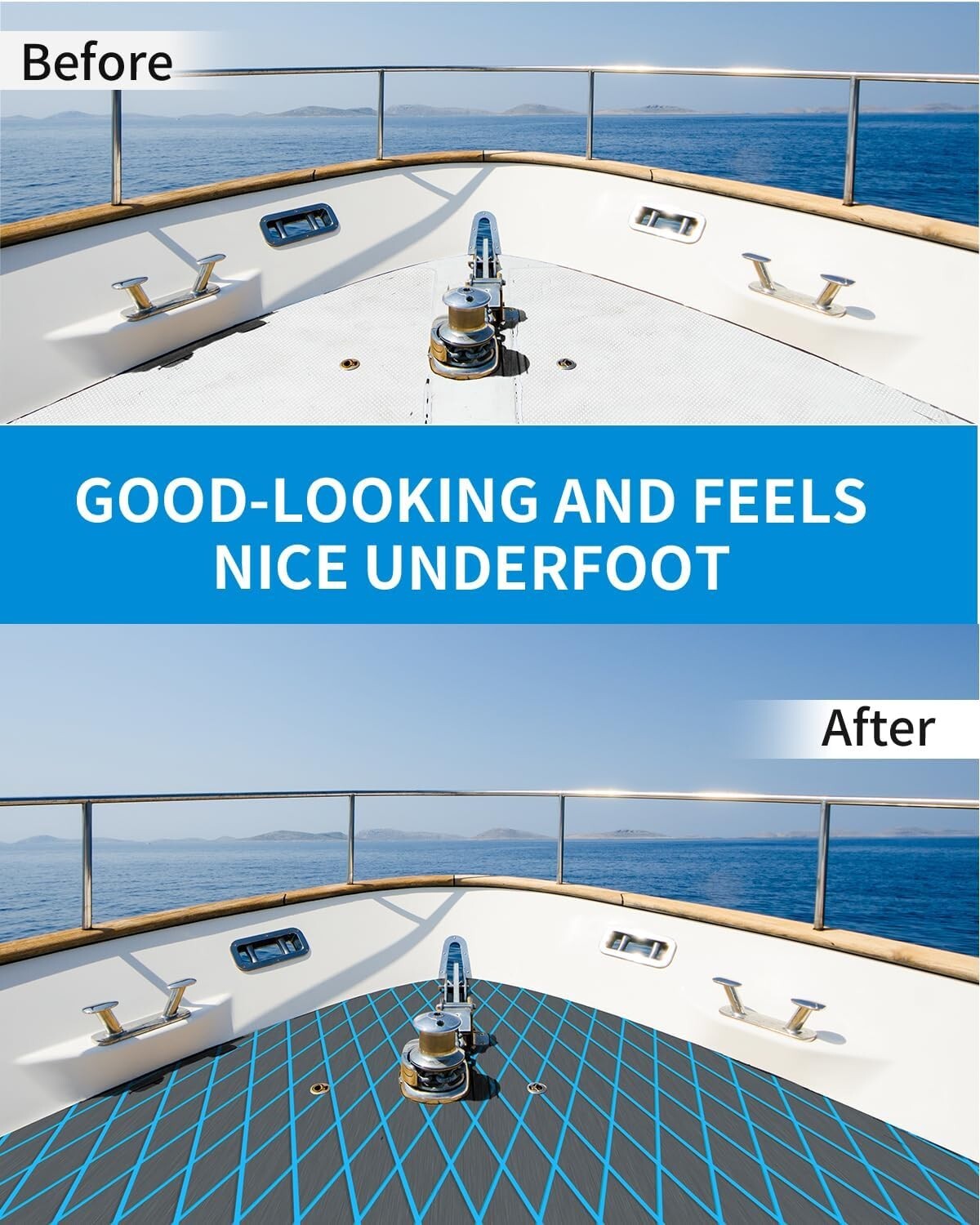 Diamond Pattern Self-Adhesive EVA Foam Boat Flooring Mat - 96''x45'' Non-Slip