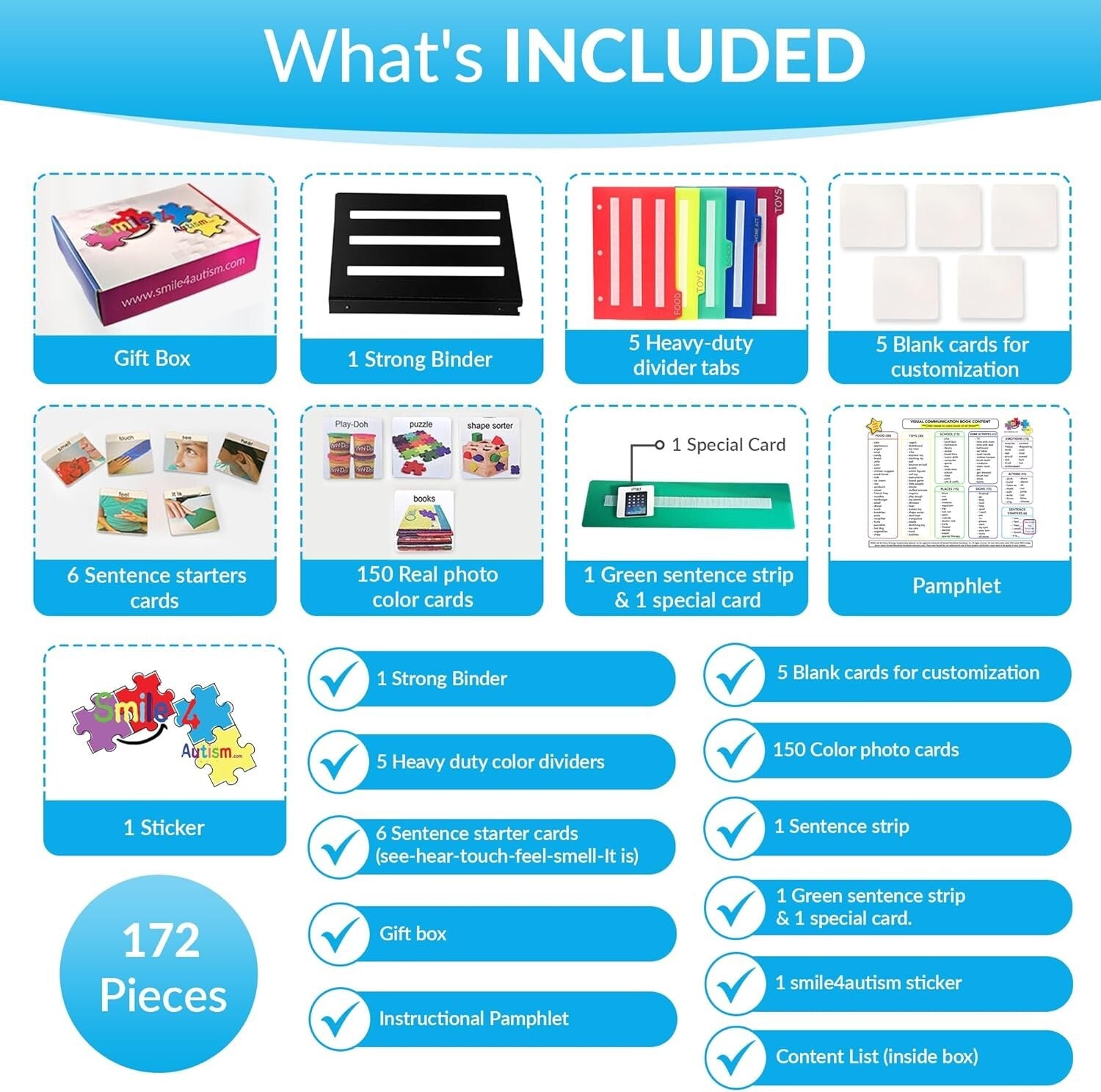 162 ASD Visual Communication Cards - Autism Language and Speech Therapy Book