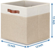 Load image into Gallery viewer, Stylish 13 Inch Cube Storage Bins with Soft Lining and Durable Leather Handles