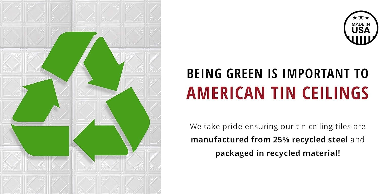 Sustainable 5 Pack 24 Inch Tin Ceiling Panels for Kitchens - Easy Installation