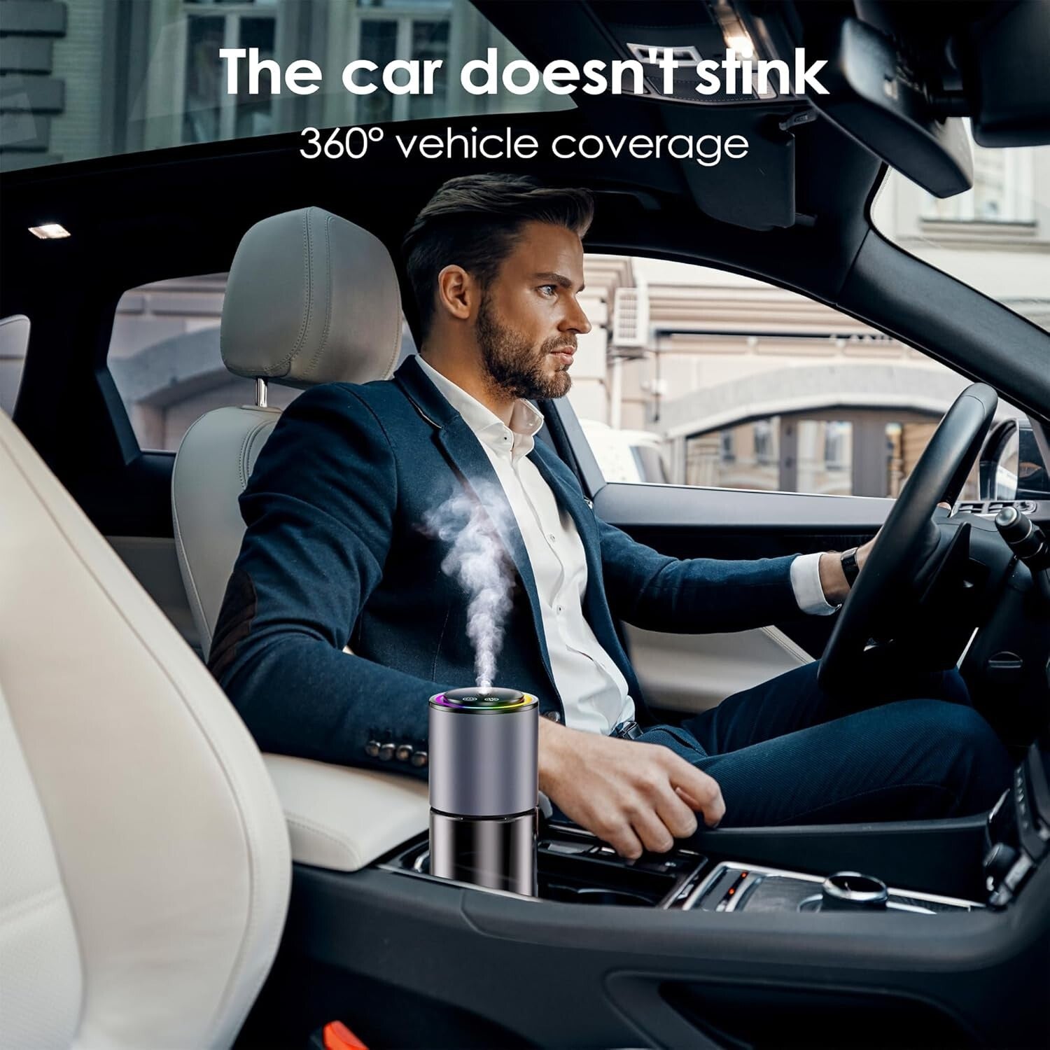 Multi-Functional Car Air Freshener with RGB Lights - Pet Safe & Rechargeable