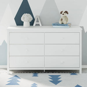 6 Drawer Double Dresser (White) - Gold Certified, Perfect for Nursery or Kids' Room