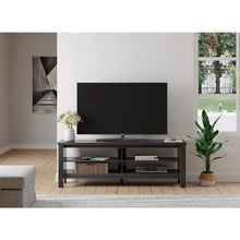 Load image into Gallery viewer, Black Wood Farmhouse TV Stand 65 Inch TV Cabinet 55-60 inch TV Living Room