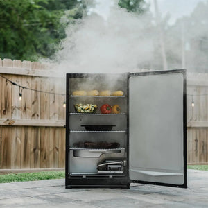 Digital Electric BBQ Smoker: 710 Sq Inches, Side Woodchip Loader, 30 Inch, Black