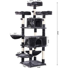 Load image into Gallery viewer, Large 66.3 Inch Cat Tower Multi-Level with Plush Top Perches Sisal Scratching Post Play House