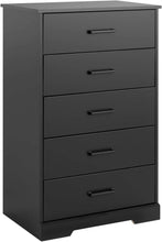 Load image into Gallery viewer, Rustic Black Dresser for Bedroom, Chest 5 Drawers, 18.5&quot; D x 27.5&quot; W x 43.5&quot; H