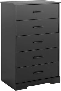 Rustic Black Dresser for Bedroom, Chest 5 Drawers, 18.5" D x 27.5" W x 43.5" H