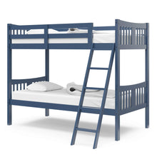 Load image into Gallery viewer, Navy Blue Twin-over-Twin Bunk Bed, Gold Certified, Converts to 2 Twin Beds