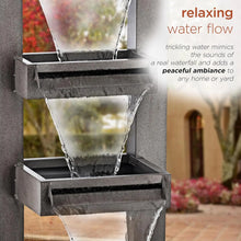 Load image into Gallery viewer, Outdoor Industrial Patio Waterfall Fountain: Multi-Tiered 43&quot; Gray Soothing