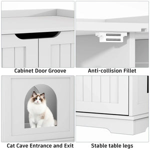 Cat Litter Box Furniture Hidden Enclosure Washroom Storage Bench Pet Crate Modern Wood