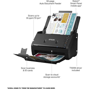 Wireless Color Duplex Desktop Document Scanner Epson Workforce ES-500W II