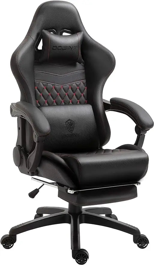 Gaming/Office PC Chair Vintage Style PU Leather High Back, Massage Lumbar Support, Adjustable Swivel