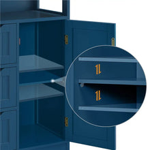 Load image into Gallery viewer, Navy Blue Wood Bathroom Storage Cabinet | Open Shelving, 22&quot;L x 12&quot;W x 34&quot;H