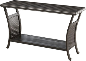 Outdoor Patio 50" Slat Top Console Table: Rust-Resistant, Brushed Bronze Finish
