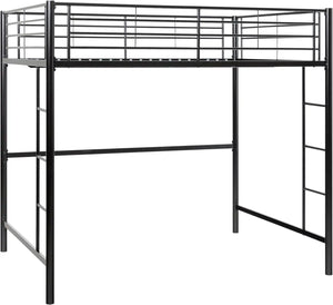 Twin Size Urban Industrial Metal Loft Bunk Bed, Black Frame