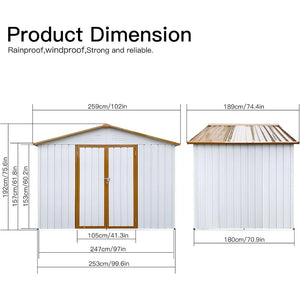 Utility Tool Shed Storage House - 6ft x 8ft Metal Garden Shed, Lockable Door