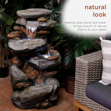 Load image into Gallery viewer, Outdoor Extra Large 4-Tiered Rock Water Fountain: Garden/Patio, Natural Stone Look