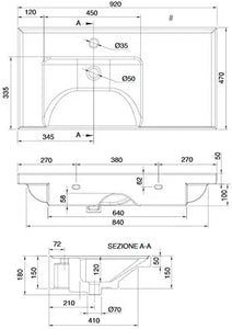 White Rectangular Ceramic Bathroom Sink 3008-One Hole ML Self Rimming/Wall Mounted