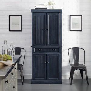 Distressed Navy Furniture Seaside Kitchen Pantry Cabinet