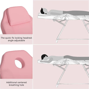 Esthetician Bed with 3-Section Design, Swivel Stool for Lash & Tattoo Services