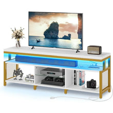 Load image into Gallery viewer, LED TV Stand - 70/65&quot;, Open Storage, Power Socket | Industrial Style